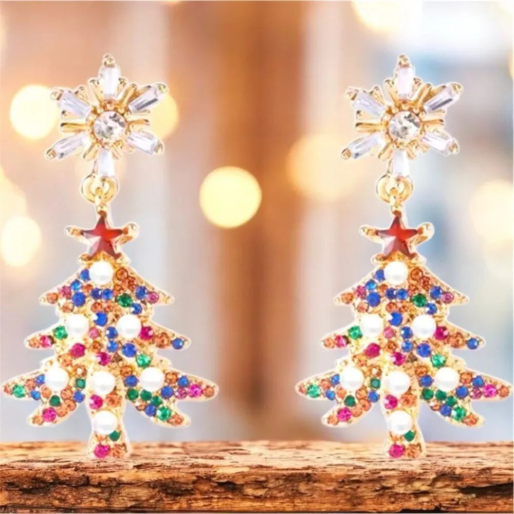 Festive Multicolor Christmas Tree Earrings